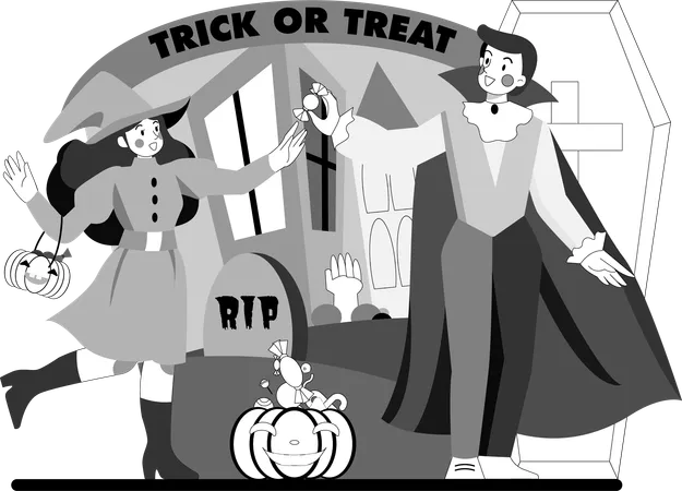 Truco o trato de Halloween  Ilustración