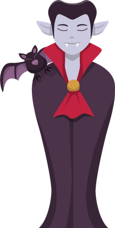 Halloween Vampire with Bat  Illustration