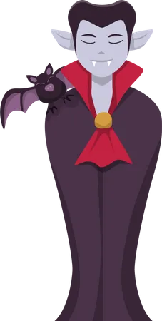 Vampiro de Halloween com morcego  Ilustração