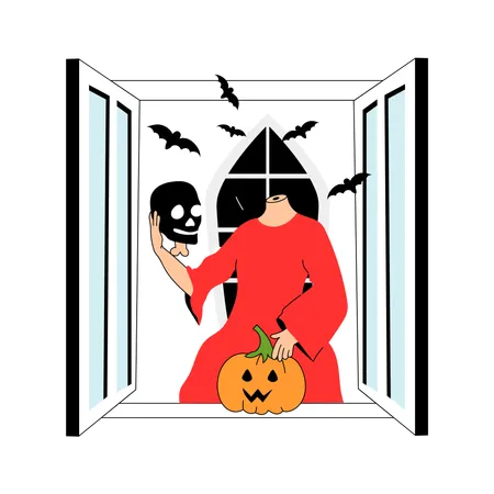 Halloween Window  Illustration