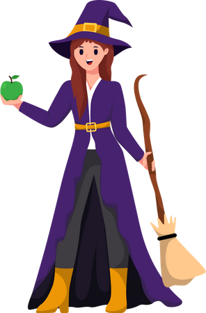 Halloween Witch Girl Illustration