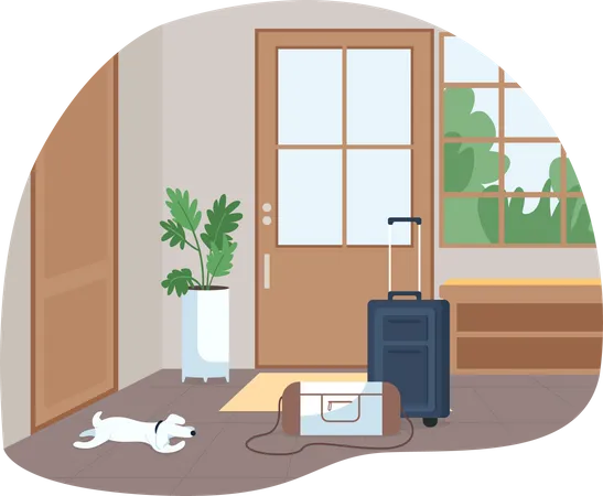Hallway with baggage for family trip Illustration