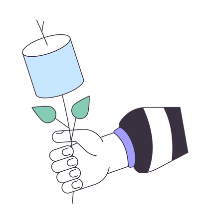 Gerösteten Marshmallow-Stick halten  Illustration