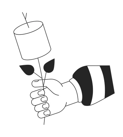 Gerösteten Marshmallow-Stick halten  Illustration