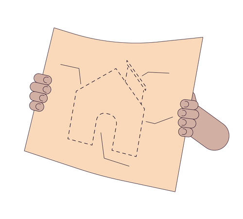 Halten der Erstellung eines Bauplans  Illustration