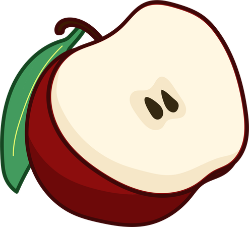 Halved Apple  Illustration