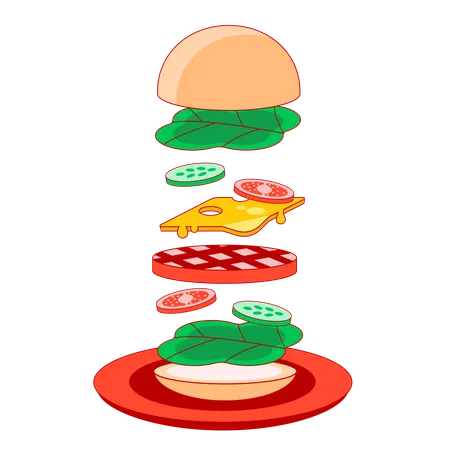 Hambúrguer no ar  Ilustração