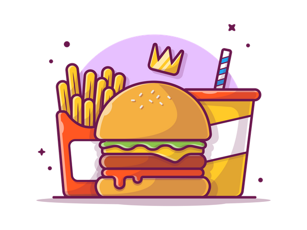 Comida de hamburguesa  Ilustración