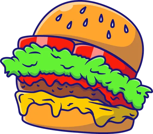 Hamburguesa de carne  Ilustración