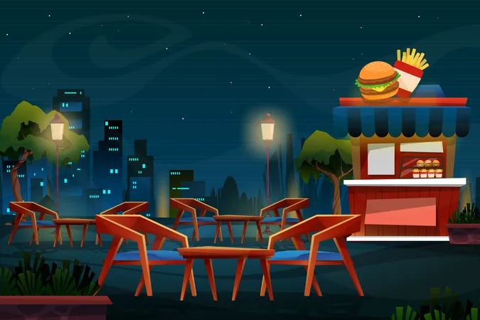 Tienda de hamburguesas  Ilustración