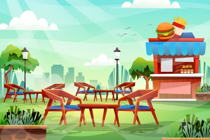 Tienda de hamburguesas  Ilustración