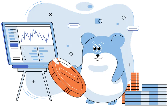 Hamster doing trading  Illustration