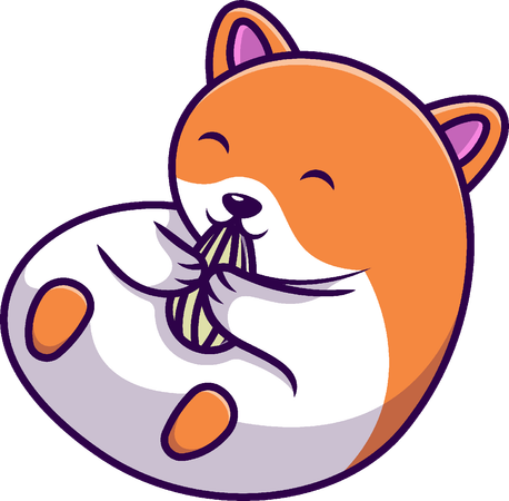 Hamster Eating While Lying  Illustration