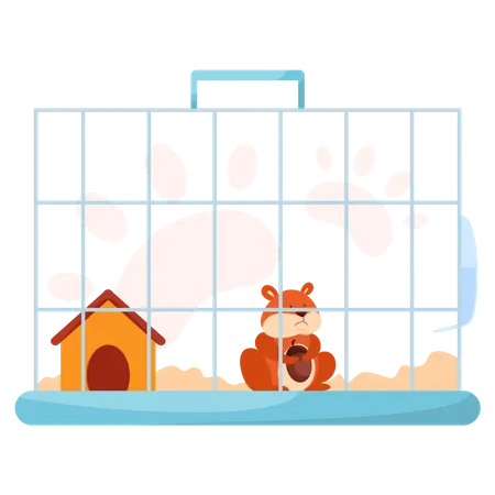 Hamster fofo na gaiola  Ilustração