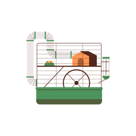 Hamster green cage  Illustration