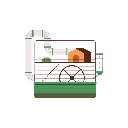 Hamster green cage  Illustration