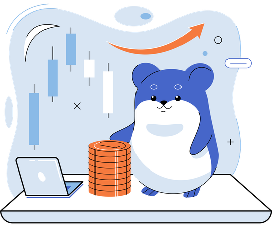 Hamster haciendo trading  Ilustración