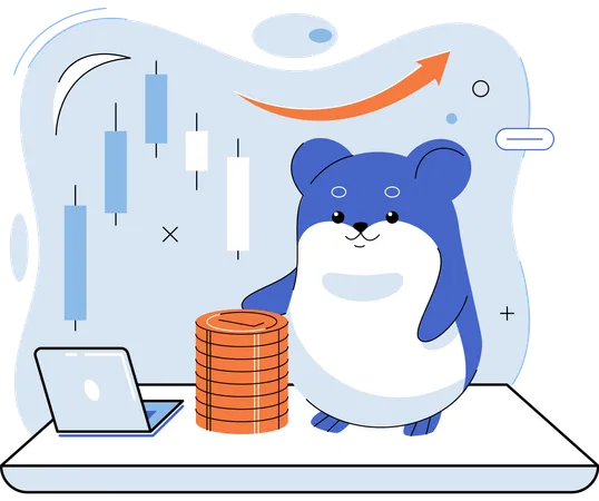 Hamster haciendo trading  Ilustración