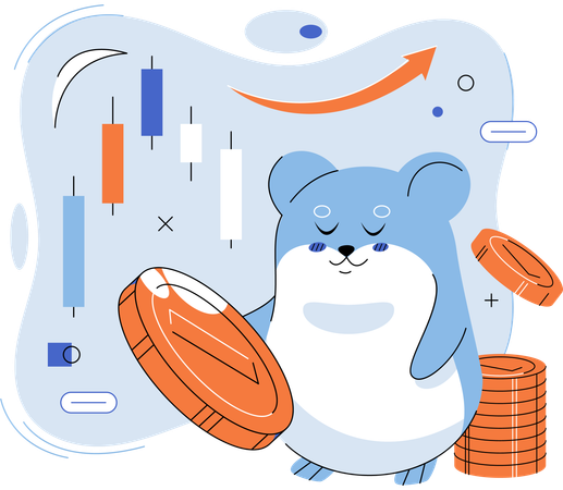 Hamster haciendo trading  Ilustración