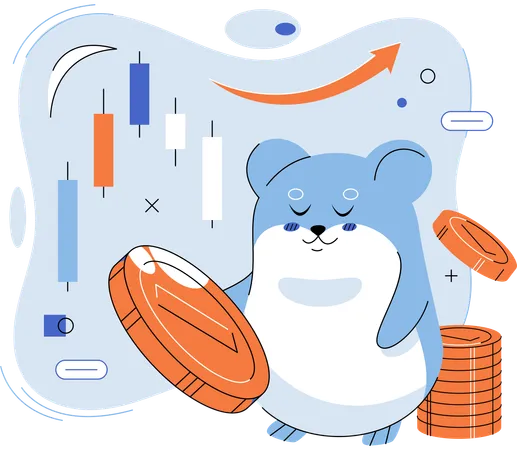 Hamster haciendo trading  Ilustración