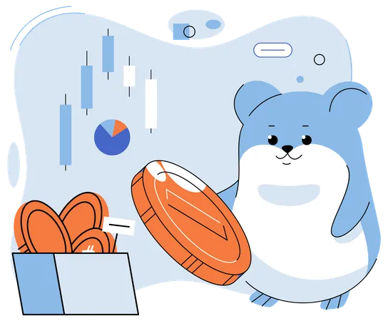 Hamster haciendo trading  Ilustración