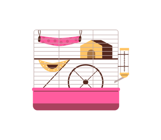 Hamster pink cage  Illustration