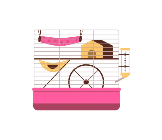 Hamster pink cage  Illustration