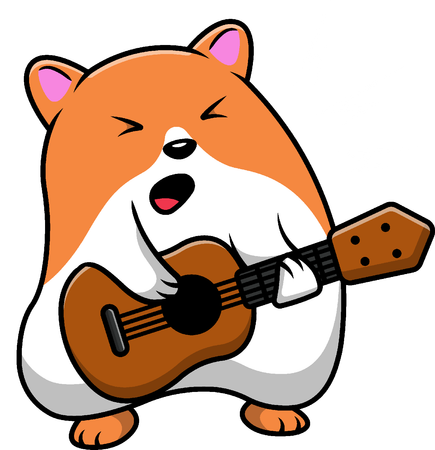 Hamster Playing Guitar  Illustration