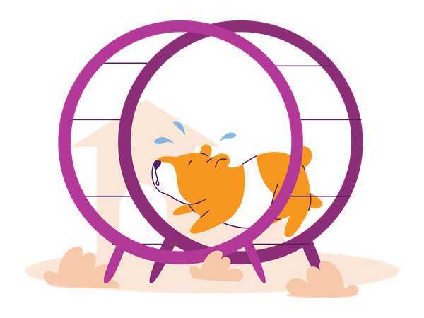 Hamster running in wheel  Illustration