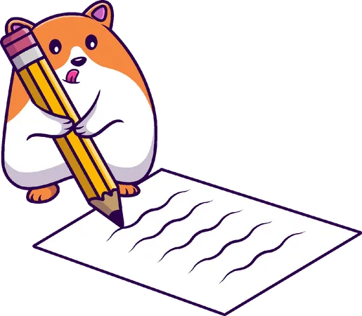 Hamster schreibt mit Bleistift  Illustration