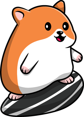 Hamster Surfing With Sunflower Seed  Illustration