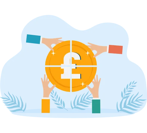 Hand and divided Russian rubles  Illustration