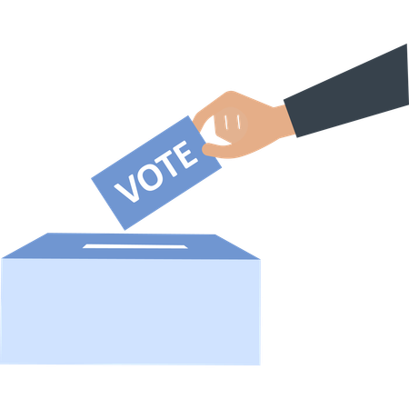 Hand Casting Vote Ballot Into Ballot Box Political Election Theme  Illustration