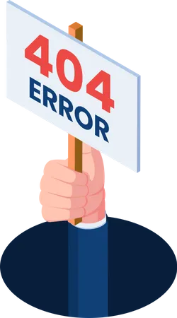 Flat 3 D Isometric Businessman Hand Come Out Of The Hole With 404 Error Sign 404 Error Page Not Found Concept Illustration