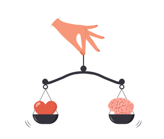 Hand Comparing Logic Thinking And Emotion On Scale  Illustration