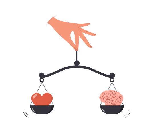 Hand Comparing Logic Thinking And Emotion On Scale  Illustration