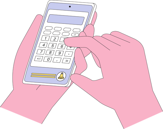 Hand composition with financial annual accounting, calculating and paying invoice]  Illustration