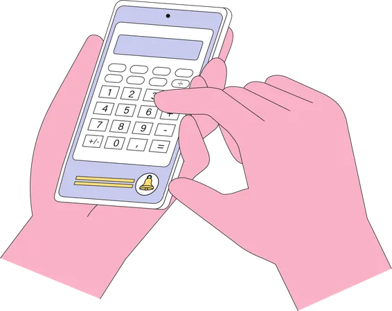 Hand composition with financial annual accounting, calculating and paying invoice]  Illustration