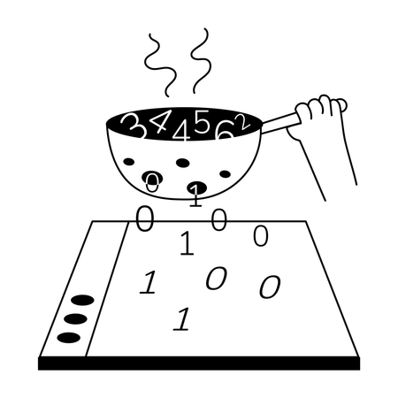 Hand cooking Binary Coding  Illustration