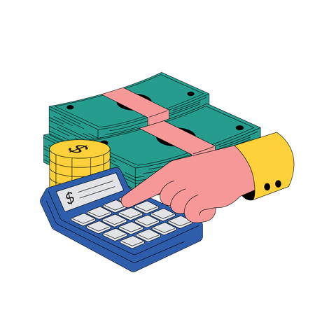 Hand Counting Dollar and Cashes  Illustration