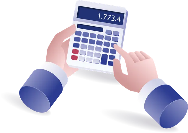 Hand counting with technology calculator  Illustration