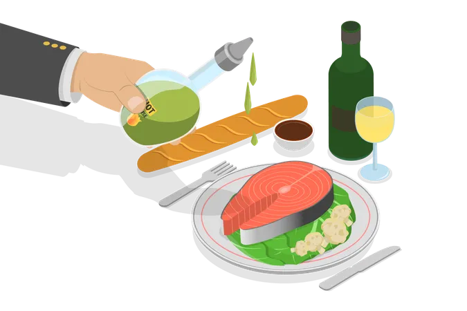 Hand doing Dish Dressing  Illustration