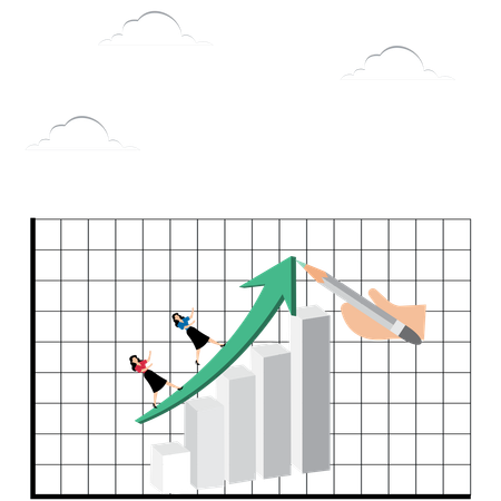 Hand drawing path to top of graph  Illustration