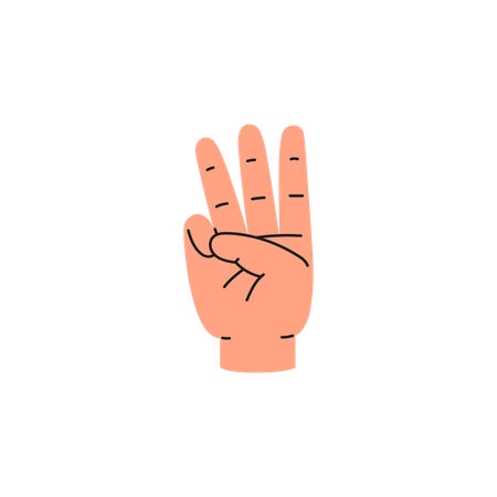 Hand gesture with three fingers up  Illustration