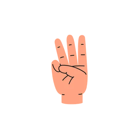 Hand gesture with three fingers up  Illustration