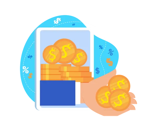 Hand Give Money from Tablet Screen as Online Income  Illustration