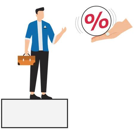 Hand gives man a percentage  Illustration