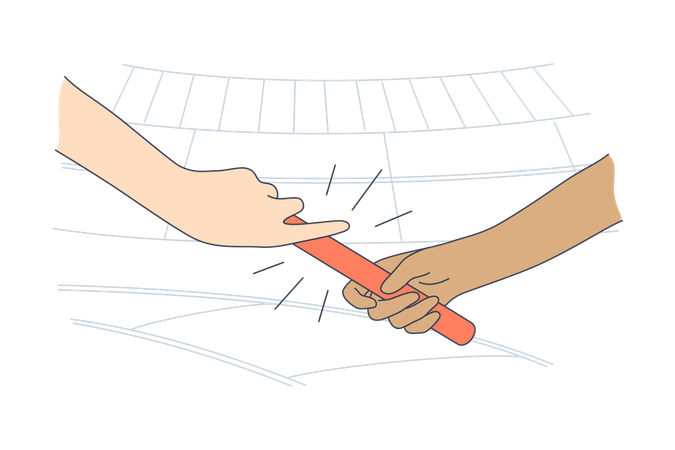 Hand gives passing baton  Illustration
