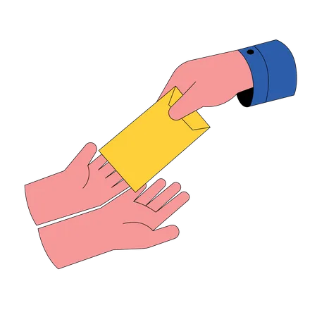 Hand giving a letter gift  Illustration