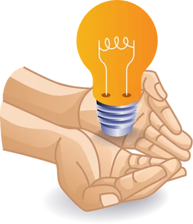 Hand giving idea light bulb  Illustration